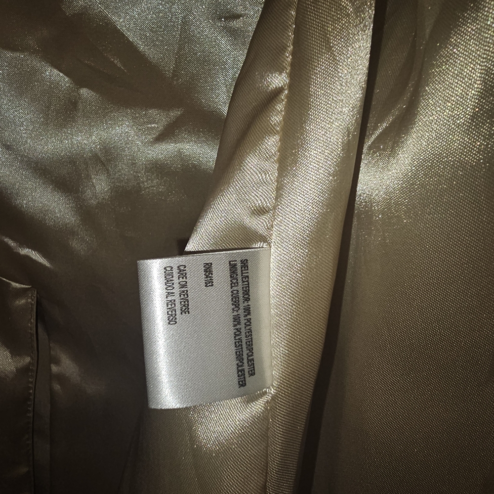 Calvin Klein Trench Coat Women Size L Gold Buttons Belted Double Breasted - Picture 8 of 9